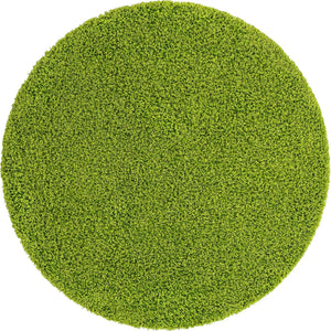 Grass Green 6' 1 x 6' 1 Solid Shag Round Area Rug Thick Soft Touch Fluffy & Plush Shaggy Pile