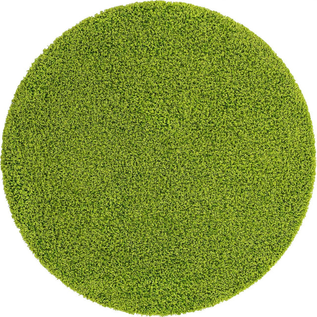 Grass Green 6' 1 x 6' 1 Solid Shag Round Area Rug Thick Soft Touch Fluffy & Plush Shaggy Pile