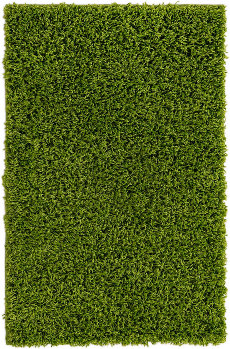 Grass Green 2' x 3' 1 Solid Shag Rectangle Area Rug Thick Soft Touch Fluffy & Plush Shaggy Pile