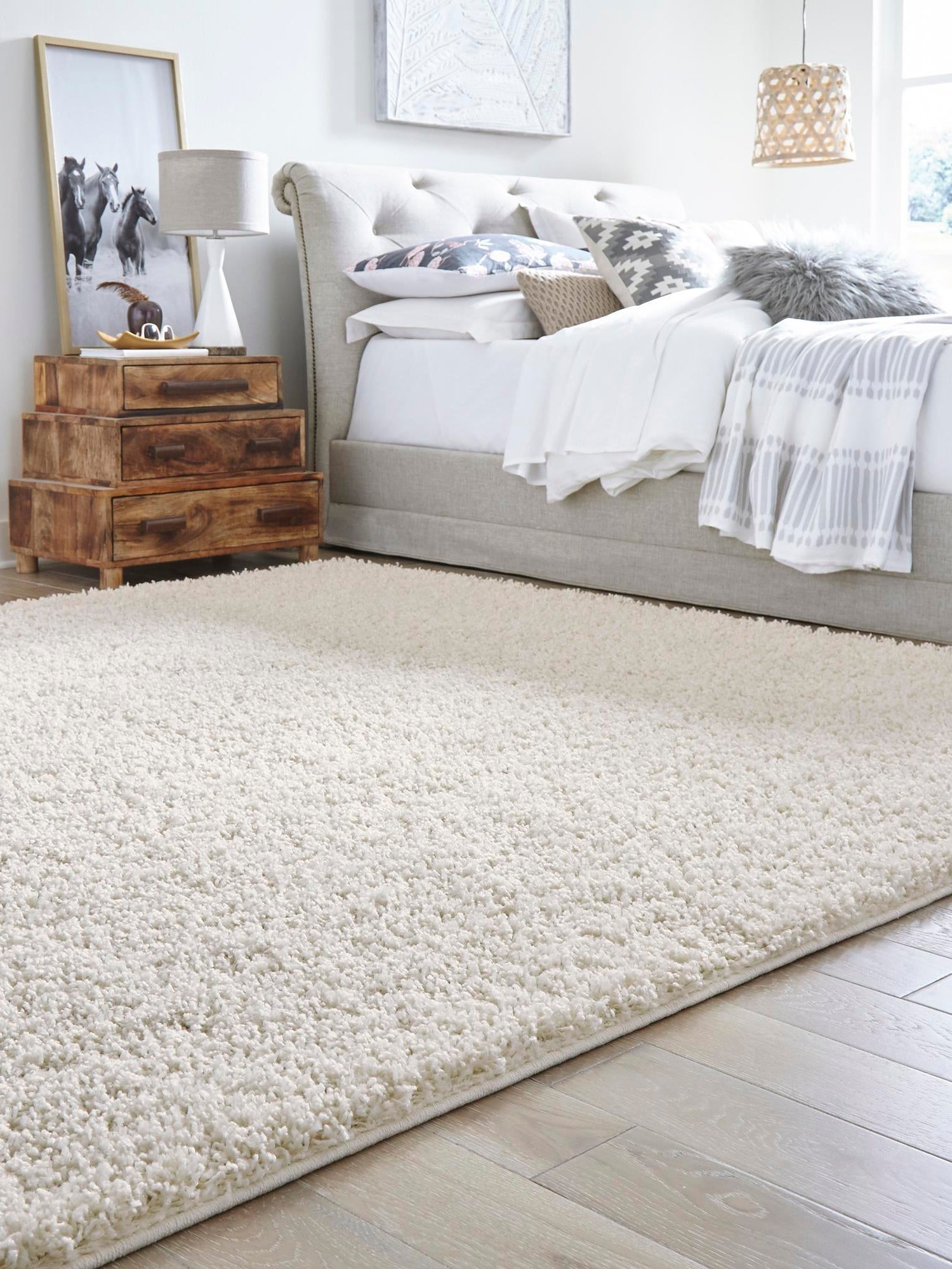 Snow White 3' 1 x 3' 1 Solid Shag Square Area Rug Thick Soft Touch Fluffy & Plush Shaggy Pile Durable Minimalist Carpet for Classic Interior Design for Sale at Rug Engine