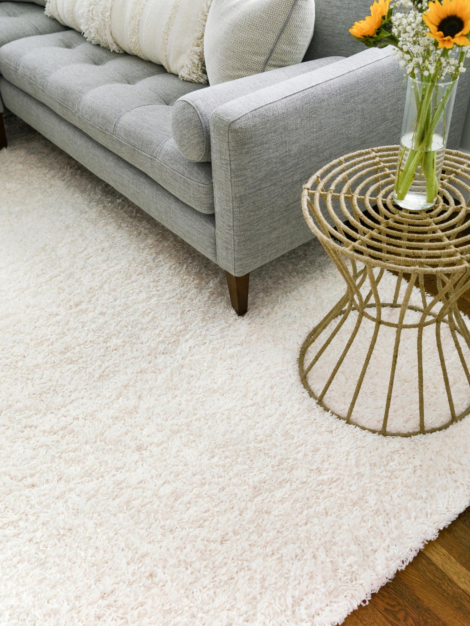Snow White 3' 1 x 3' 1 Solid Shag Square Area Rug Thick Soft Touch Fluffy & Plush Shaggy Pile Durable Minimalist Carpet for Classic Interior Design for Sale at Rug Engine