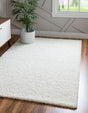 Snow White 1' x 1' Solid Shag Sample Area Rug Thick Soft Touch Fluffy & Plush Shaggy Pile Durable Minimalist Carpet for Classic Interior Design for Sale at Rug Engine