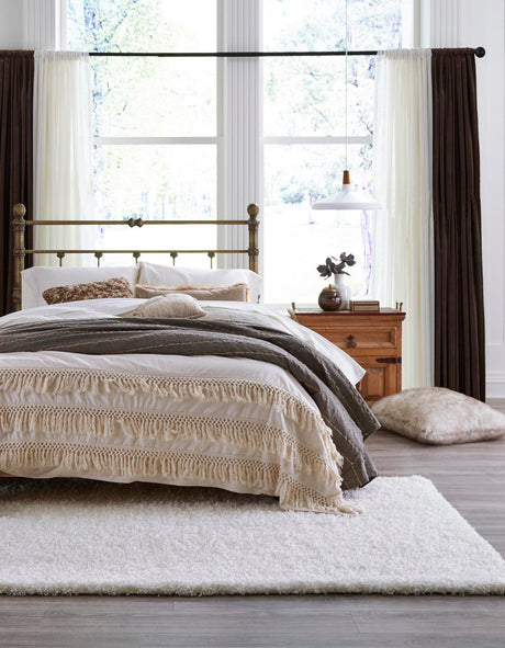Snow White 7' 10 x 11' Solid Shag Rectangle Area Rug Thick Soft Touch Fluffy & Plush Shaggy Pile Durable Minimalist Carpet for Classic Interior Design for Sale at Rug Engine