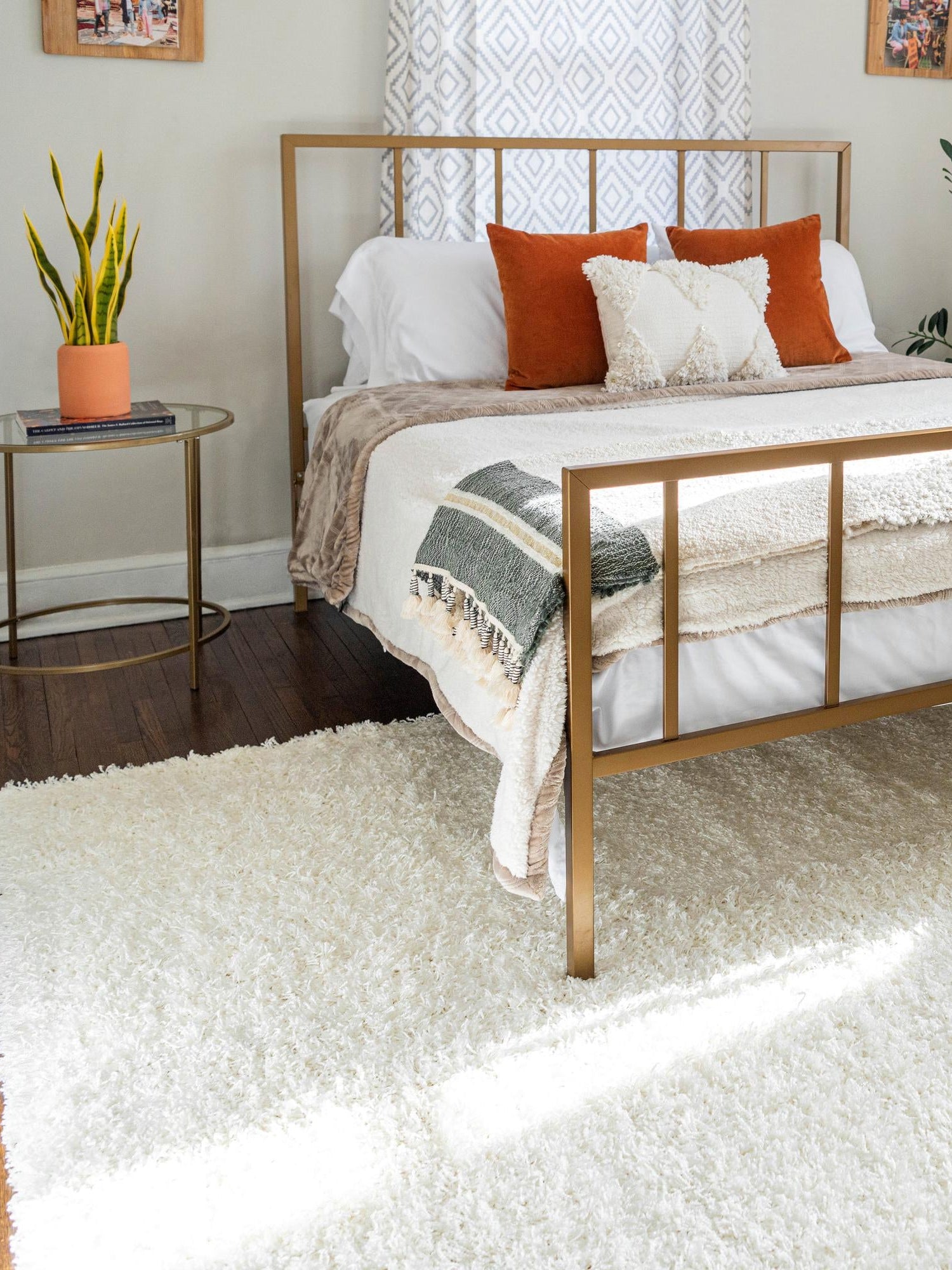 Snow White 9' x 12' Solid Shag Rectangle Area Rug Thick Soft Touch Fluffy & Plush Shaggy Pile Durable Minimalist Carpet for Classic Interior Design for Sale at Rug Engine