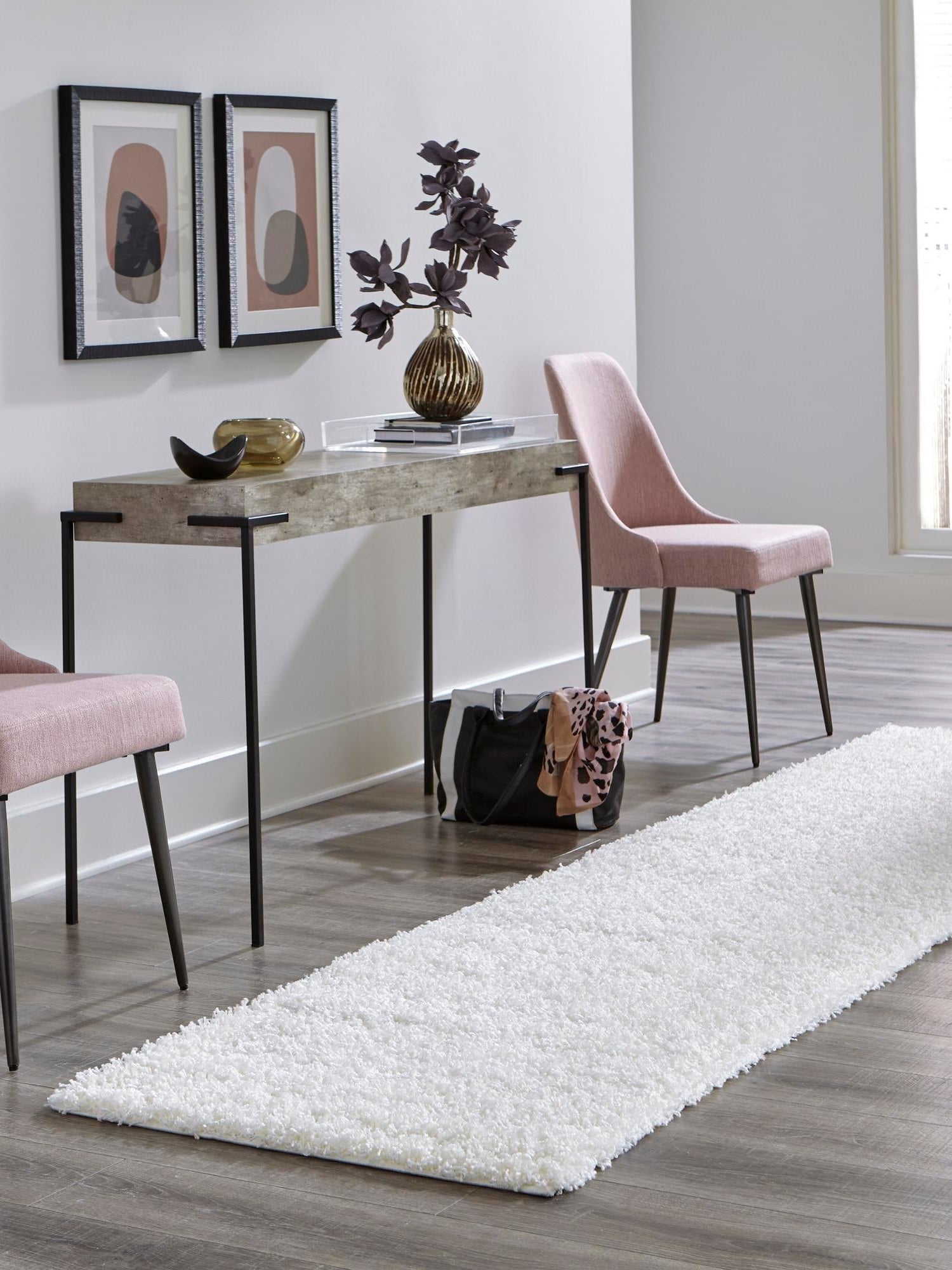 Snow White 2' 7 x 13' 1 Solid Shag Runner Area Rug Thick Soft Touch Fluffy & Plush Shaggy Pile Durable Minimalist Carpet for Classic Interior Design for Sale at Rug Engine
