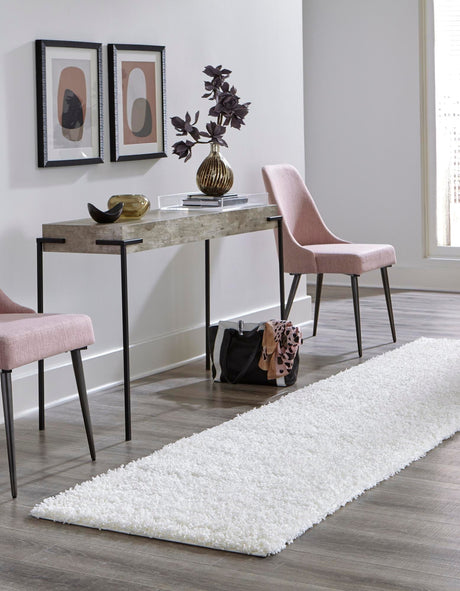 Snow White 2' 7 x 13' 1 Solid Shag Runner Area Rug Thick Soft Touch Fluffy & Plush Shaggy Pile Durable Minimalist Carpet for Classic Interior Design for Sale at Rug Engine