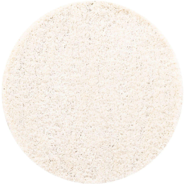 Snow White 6' 1 x 6' 1 Solid Shag Round Area Rug Thick Soft Touch Fluffy & Plush Shaggy Pile