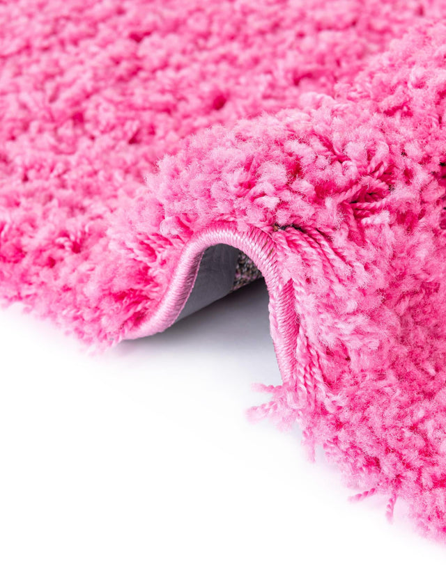 Taffy Pink 5' 3 x 5' 3 Solid Shag Round Area Rug Thick Soft Touch Fluffy & Plush Shaggy Pile
