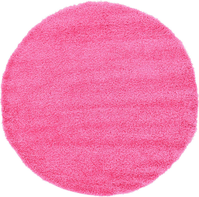 Taffy Pink 6' 1 x 6' 1 Solid Shag Round Area Rug Thick Soft Touch Fluffy & Plush Shaggy Pile
