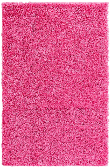 Taffy Pink 4' 1 x 6' 1 Solid Shag Rectangle Area Rug Thick Soft Touch Fluffy & Plush Shaggy Pile