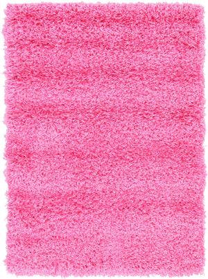 Taffy Pink 2' x 3' 1 Solid Shag Rectangle Area Rug Thick Soft Touch Fluffy & Plush Shaggy Pile