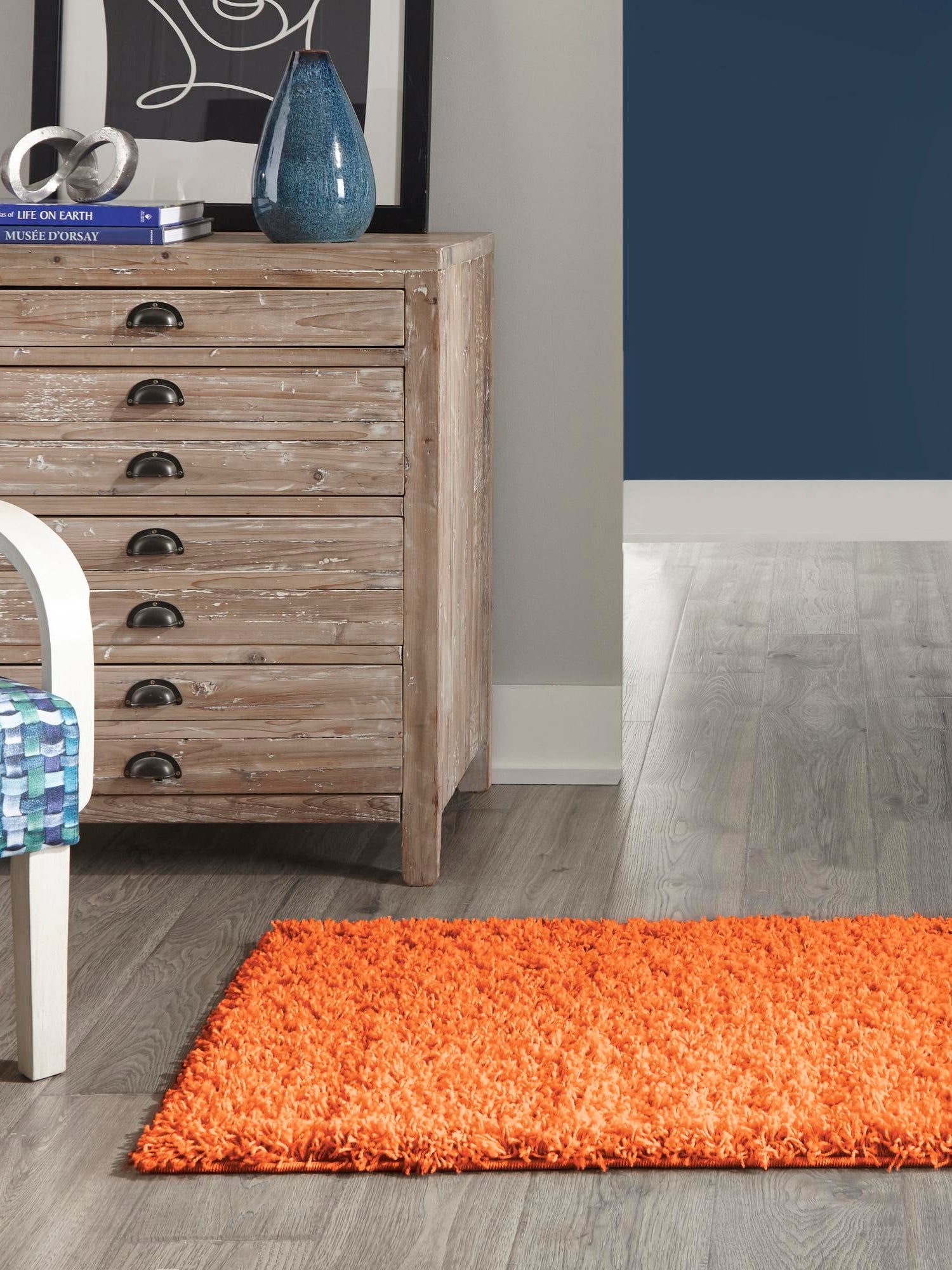Tiger Orange 2' 7 x 10' Solid Shag Runner Area Rug Thick Soft Touch Fluffy & Plush Shaggy Pile Durable Minimalist Carpet for Classic Interior Design for Sale at Rug Engine