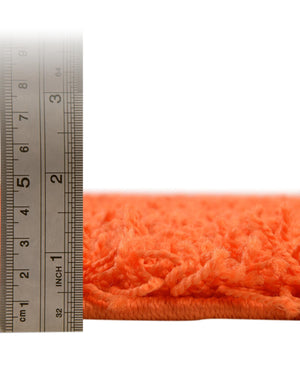 Tiger Orange 3' 1 x 3' 1 Solid Shag Round Area Rug Thick Soft Touch Fluffy & Plush Shaggy Pile