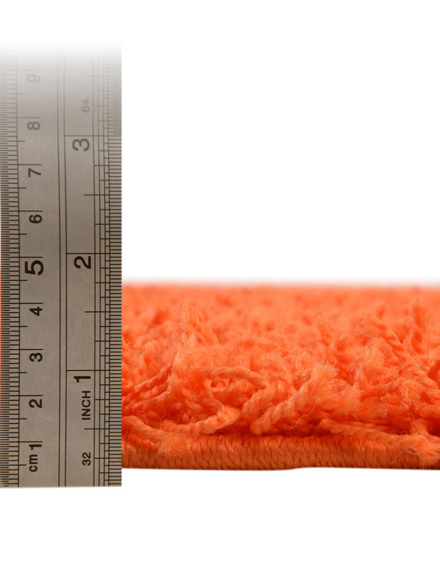 Tiger Orange 3' 1 x 3' 1 Solid Shag Round Area Rug Thick Soft Touch Fluffy & Plush Shaggy Pile