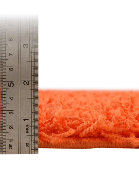 Tiger Orange 6' 1 x 6' 1 Solid Shag Round Area Rug Thick Soft Touch Fluffy & Plush Shaggy Pile Durable Minimalist Carpet for Classic Interior Design for Sale at Rug Engine