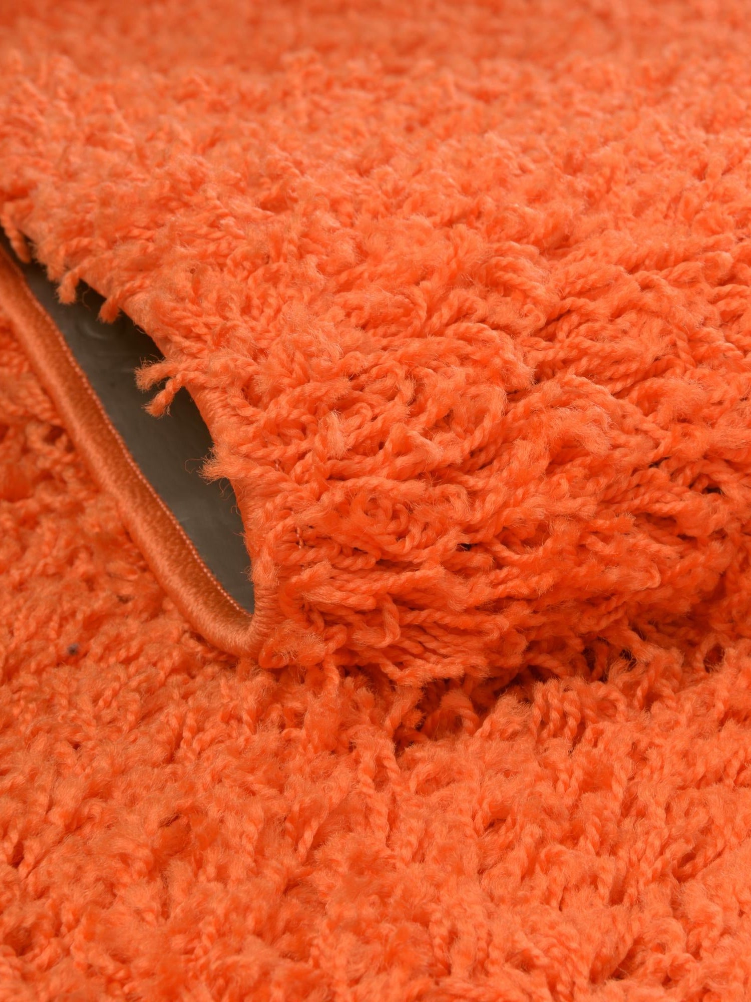 Tiger Orange 4' 1 x 4' 1 Solid Shag Round Area Rug Thick Soft Touch Fluffy & Plush Shaggy Pile Durable Minimalist Carpet for Classic Interior Design for Sale at Rug Engine