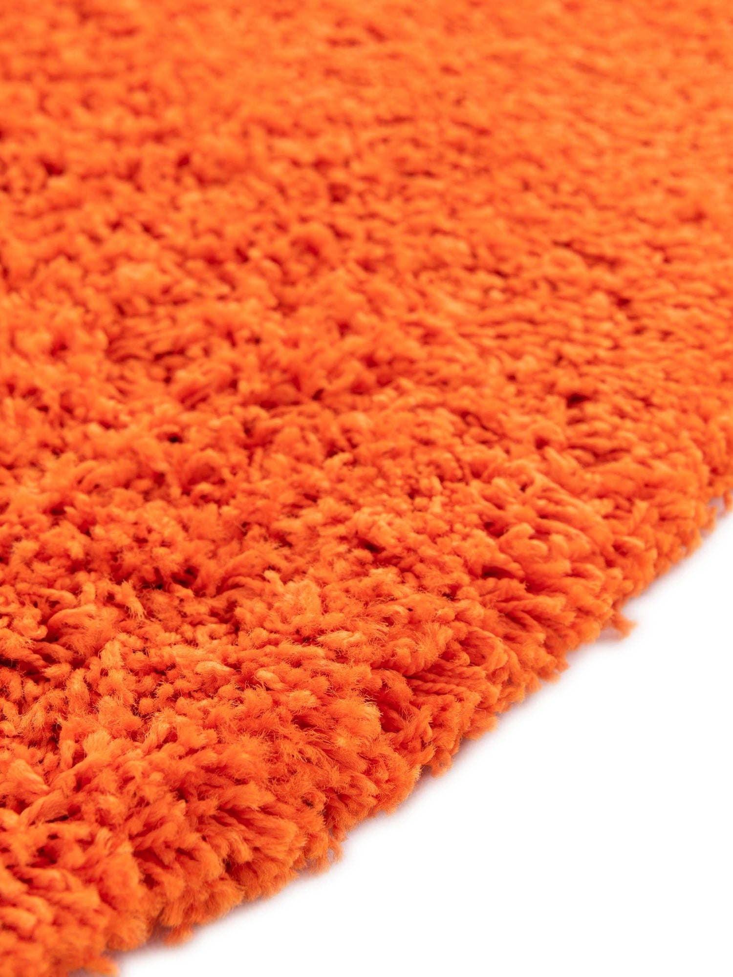 Tiger Orange 3' 1 x 3' 1 Solid Shag Round Area Rug Thick Soft Touch Fluffy & Plush Shaggy Pile Durable Minimalist Carpet for Classic Interior Design for Sale at Rug Engine