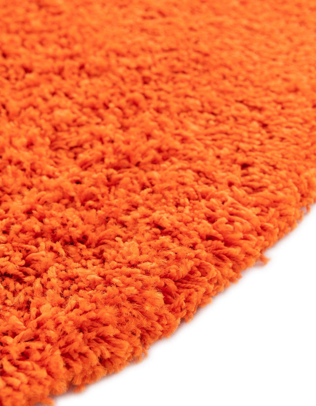 Tiger Orange 3' 1 x 3' 1 Solid Shag Round Area Rug Thick Soft Touch Fluffy & Plush Shaggy Pile