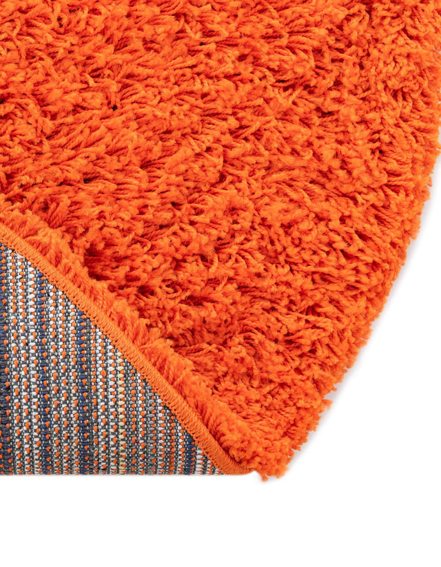 Tiger Orange 3' 1 x 3' 1 Solid Shag Round Area Rug Thick Soft Touch Fluffy & Plush Shaggy Pile