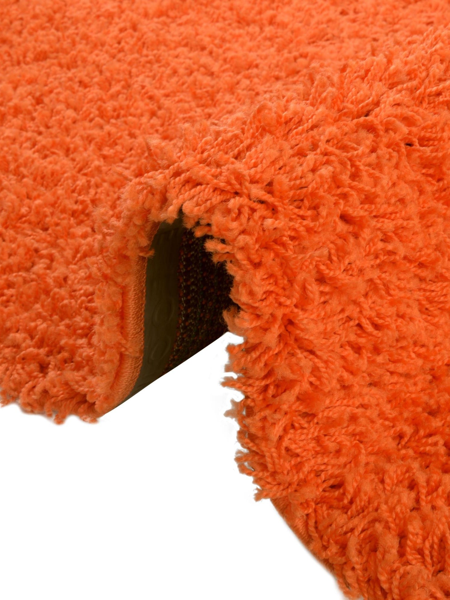 Tiger Orange 4' 1 x 4' 1 Solid Shag Round Area Rug Thick Soft Touch Fluffy & Plush Shaggy Pile Durable Minimalist Carpet for Classic Interior Design for Sale at Rug Engine