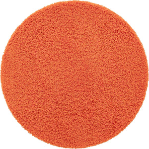 Tiger Orange 6' 1 x 6' 1 Solid Shag Round Area Rug Thick Soft Touch Fluffy & Plush Shaggy Pile