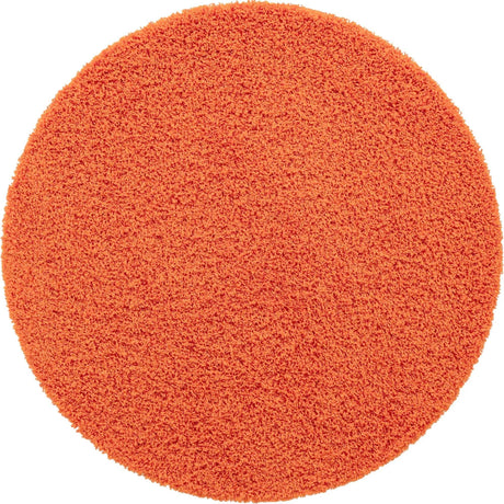 Tiger Orange 6' 1 x 6' 1 Solid Shag Round Area Rug Thick Soft Touch Fluffy & Plush Shaggy Pile