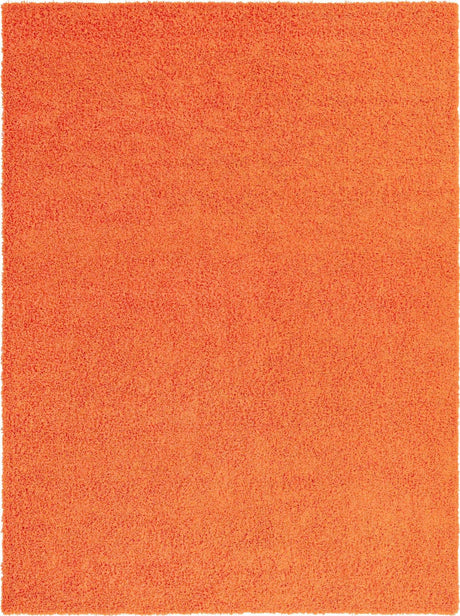 Tiger Orange 9' x 12' Solid Shag Rectangle Area Rug Thick Soft Touch Fluffy & Plush Shaggy Pile