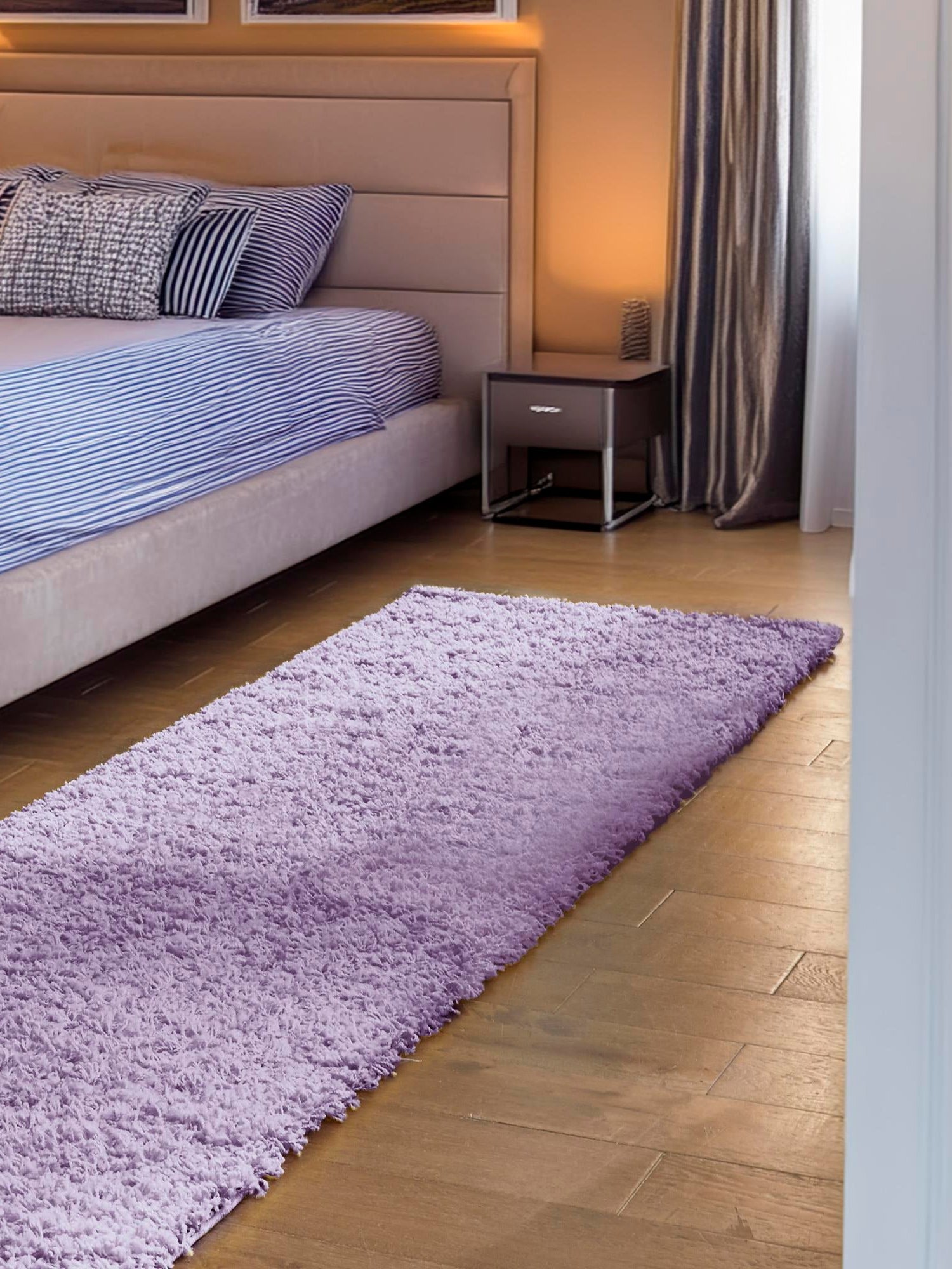 Lilac 2' x 6' 5 Solid Shag Runner Area Rug Thick Soft Touch Fluffy & Plush Shaggy Pile Durable Minimalist Carpet for Classic Interior Design for Sale at Rug Engine