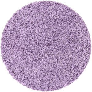 Lilac 6' 1 x 6' 1 Solid Shag Round Area Rug Thick Soft Touch Fluffy & Plush Shaggy Pile