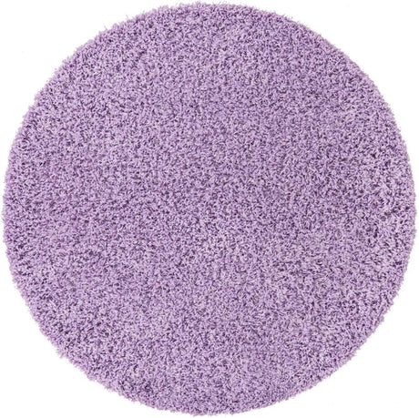 Lilac 6' 1 x 6' 1 Solid Shag Round Area Rug Thick Soft Touch Fluffy & Plush Shaggy Pile