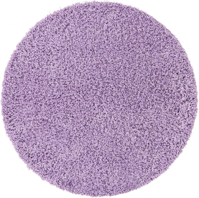 Lilac 6' 1 x 6' 1 Solid Shag Round Area Rug Thick Soft Touch Fluffy & Plush Shaggy Pile