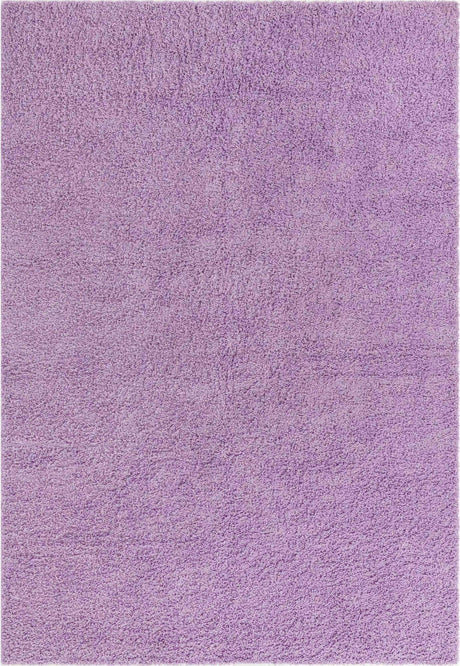 Lilac 4' 1 x 6' 1 Solid Shag Rectangle Area Rug Thick Soft Touch Fluffy & Plush Shaggy Pile