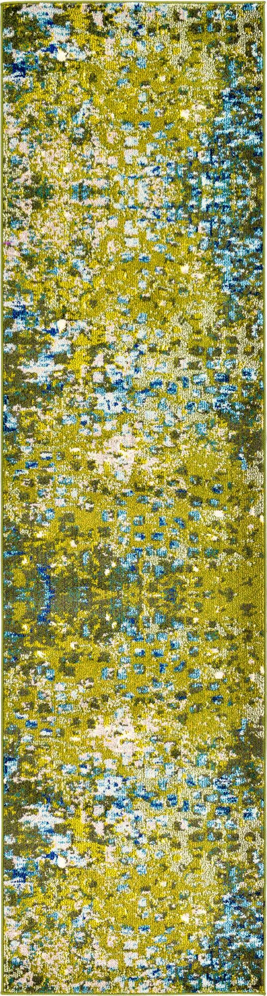 Green 2' 7 x 10' Jardin Runner Area Rug 100% Polypropylene With Cotton Backing Colorful & Vivid Modern Carpet for Home Decor for Sale at Rug Engine