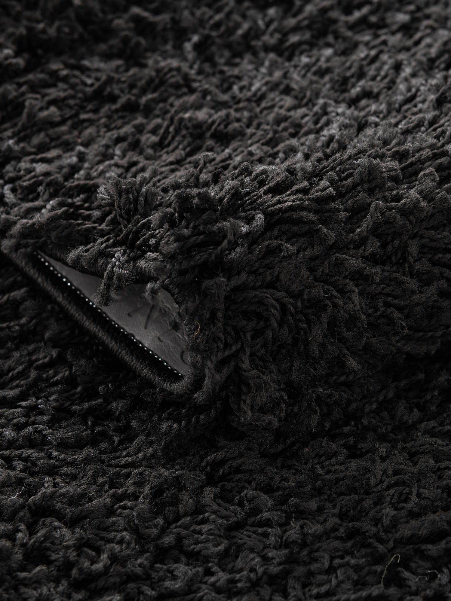 Jet Black 7' 10 x 7' 10 Solid Shag Round Area Rug Thick Soft Touch Fluffy & Plush Shaggy Pile Durable Minimalist Carpet for Classic Interior Design for Sale at Rug Engine