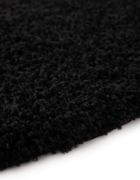 Jet Black 3' 1 x 3' 1 Solid Shag Round Area Rug Thick Soft Touch Fluffy & Plush Shaggy Pile