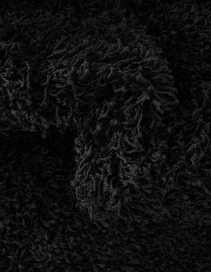 Jet Black 3' 3 x 3' 3 Solid Shag Round Rug