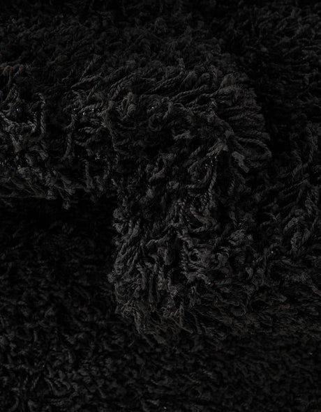 Jet Black 3' 1 x 3' 1 Solid Shag Round Area Rug Thick Soft Touch Fluffy & Plush Shaggy Pile