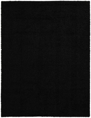 Jet Black 10' x 13' 1 Solid Shag Rectangle Area Rug Thick Soft Touch Fluffy & Plush Shaggy Pile