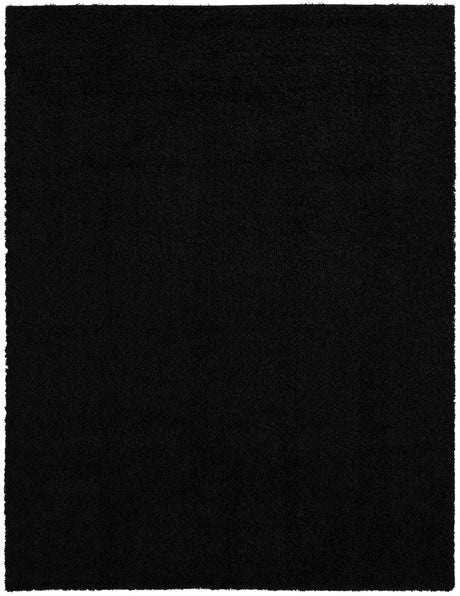Jet Black 10' x 13' 1 Solid Shag Rectangle Area Rug Thick Soft Touch Fluffy & Plush Shaggy Pile