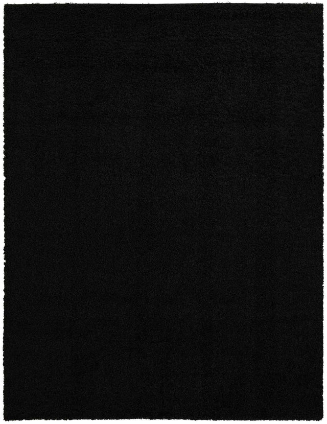Jet Black 10' x 13' 1 Solid Shag Rectangle Area Rug Thick Soft Touch Fluffy & Plush Shaggy Pile