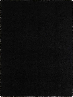 Jet Black 9' x 12' Solid Shag Rectangle Area Rug Thick Soft Touch Fluffy & Plush Shaggy Pile