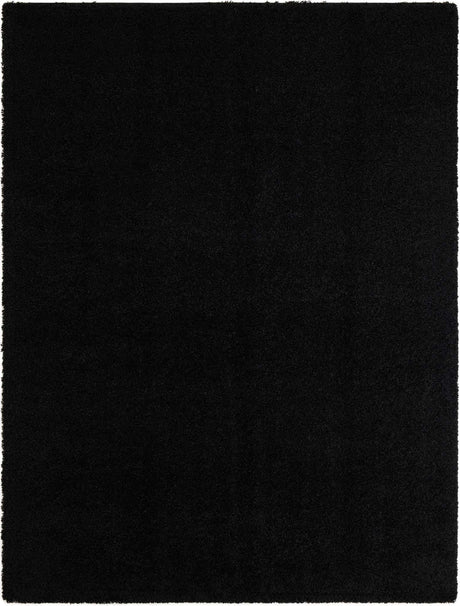 Jet Black 9' x 12' Solid Shag Rectangle Area Rug Thick Soft Touch Fluffy & Plush Shaggy Pile