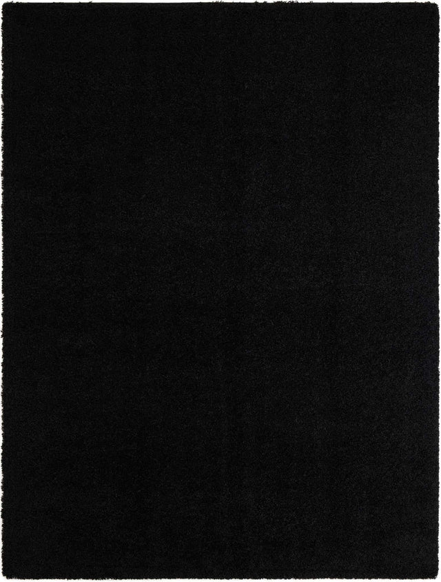 Jet Black 9' x 12' Solid Shag Rectangle Area Rug Thick Soft Touch Fluffy & Plush Shaggy Pile