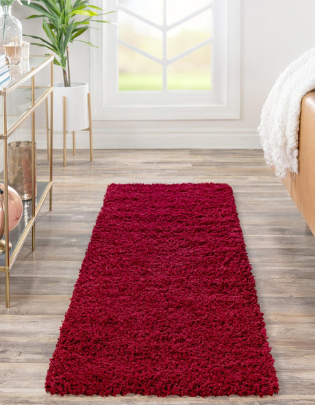 Cherry Red 2' 7 x 10' Solid Shag Runner Area Rug Thick Soft Touch Fluffy & Plush Shaggy Pile