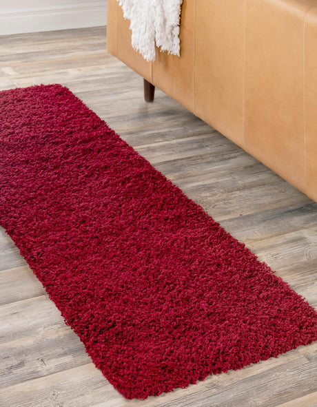 Cherry Red 2' 7 x 13' 1 Solid Shag Runner Area Rug Thick Soft Touch Fluffy & Plush Shaggy Pile Durable Minimalist Carpet for Classic Interior Design for Sale at Rug Engine