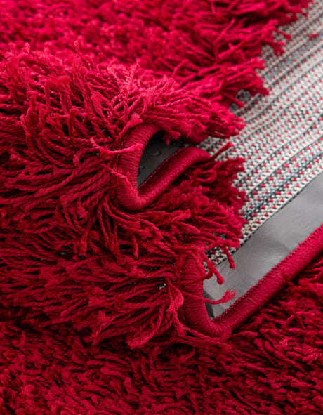 Cherry Red 2' 1 x 6' 5 Solid Shag Runner Area Rug Thick Soft Touch Fluffy & Plush Shaggy Pile Durable Minimalist Carpet for Classic Interior Design for Sale at Rug Engine