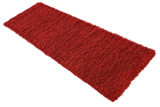 Cherry Red 2' 1 x 6' 5 Solid Shag Runner Area Rug Thick Soft Touch Fluffy & Plush Shaggy Pile