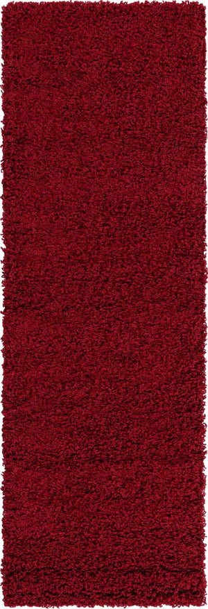 Cherry Red 2' 1 x 6' 5 Solid Shag Runner Area Rug Thick Soft Touch Fluffy & Plush Shaggy Pile