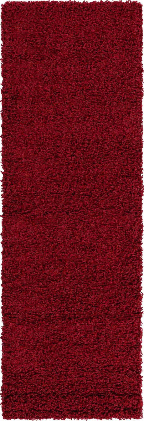 Cherry Red 2' 1 x 6' 5 Solid Shag Runner Area Rug Thick Soft Touch Fluffy & Plush Shaggy Pile
