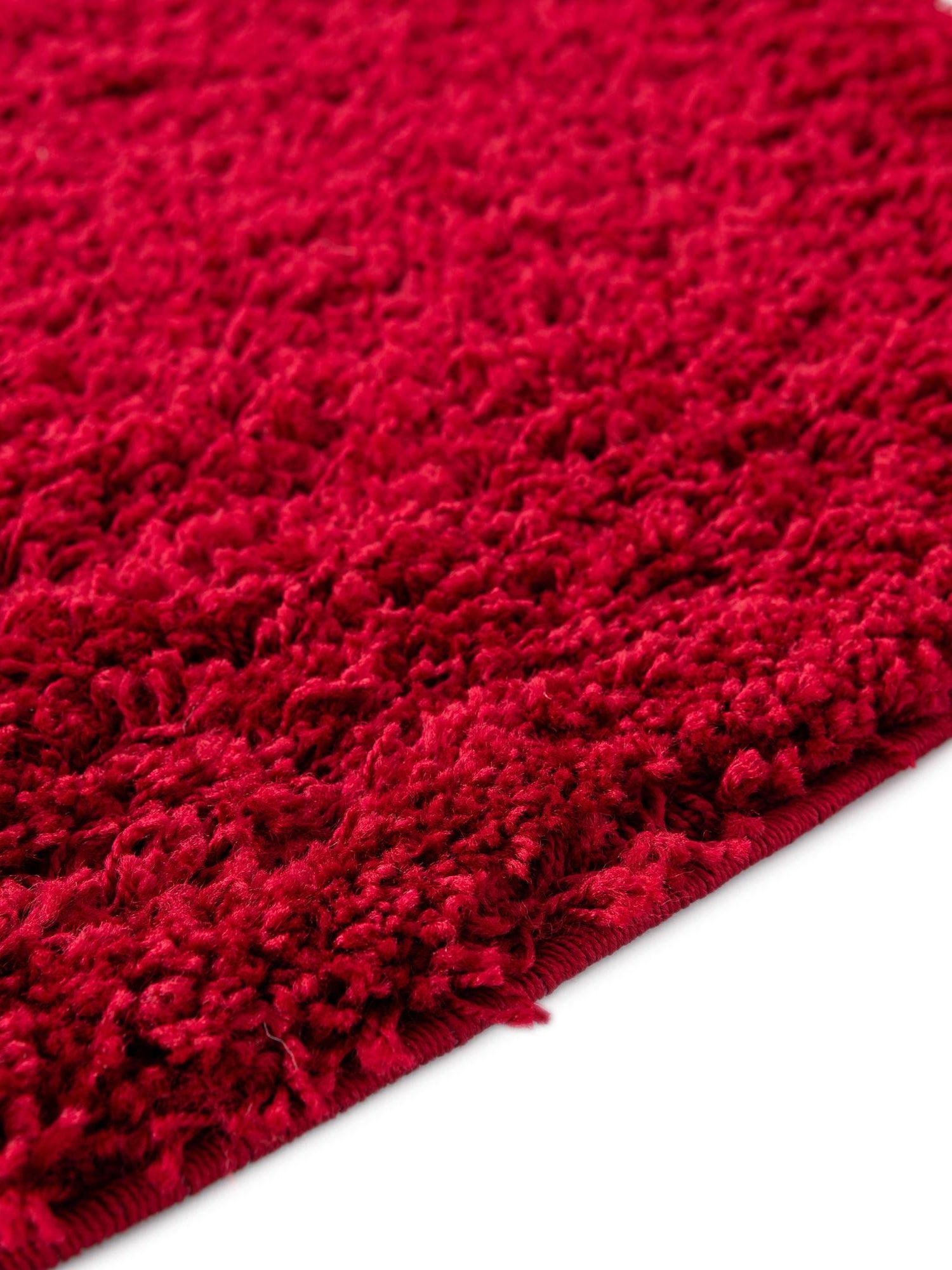 Cherry Red 5' 3 x 5' 3 Solid Shag Round Area Rug Thick Soft Touch Fluffy & Plush Shaggy Pile